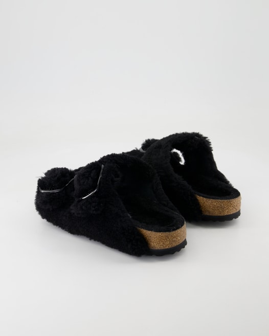 Birkenstock Arizona Big Buckle Teddy River Pantoletten in Schwarz