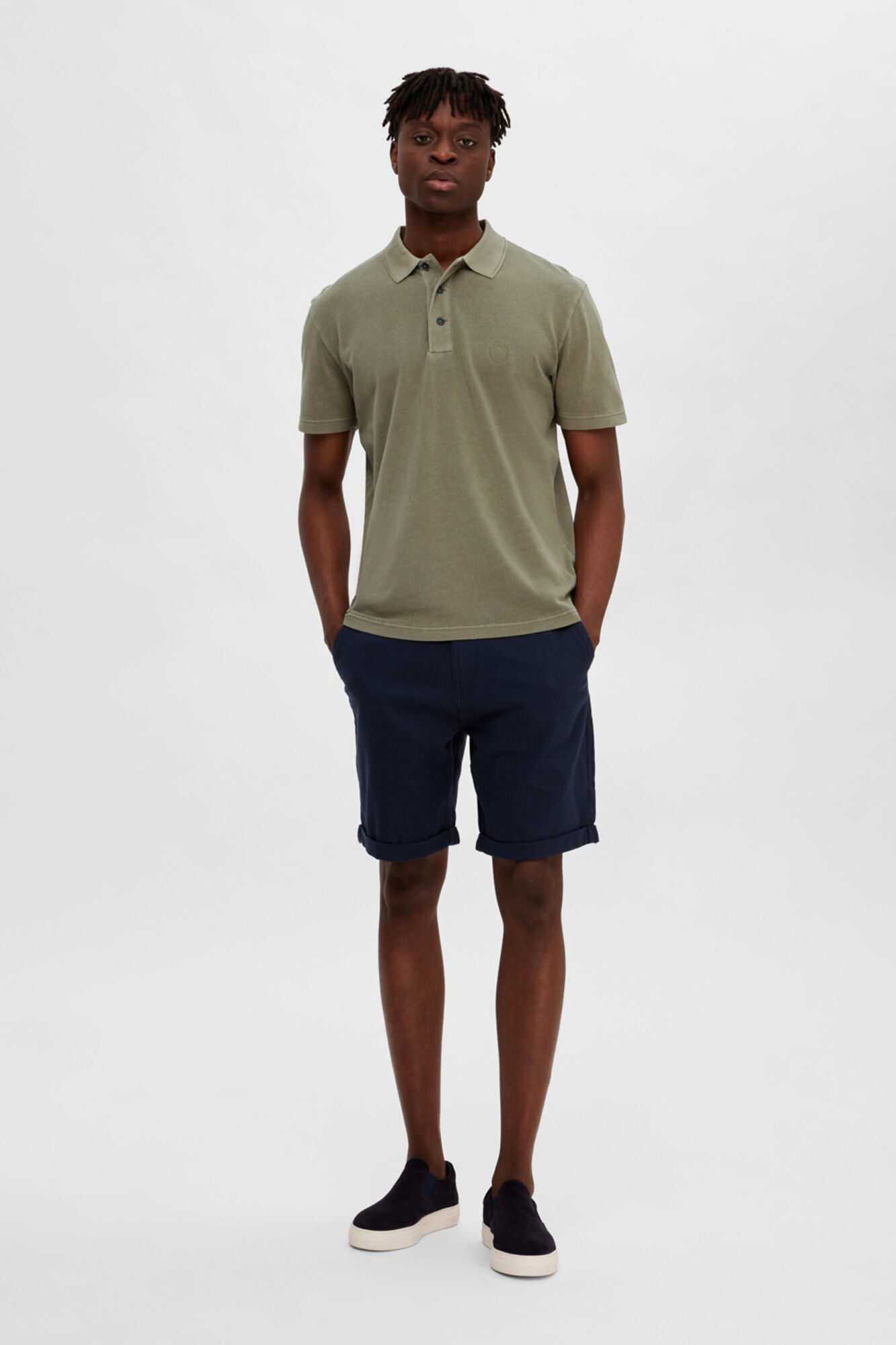 Camisa polo de manga curta, 100% algodão orgânico. - Verde