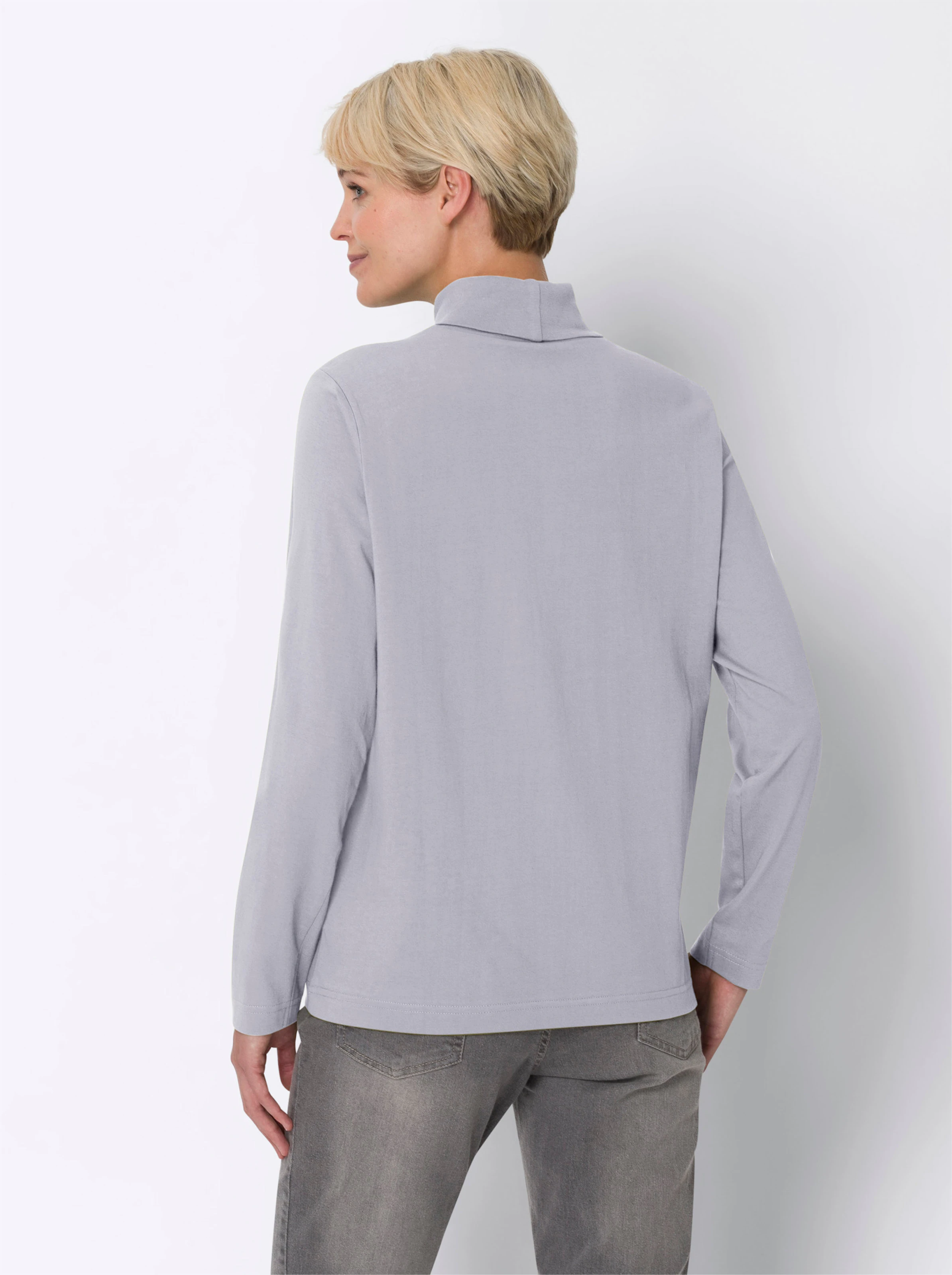 Rollkragenshirt in grau-meliert