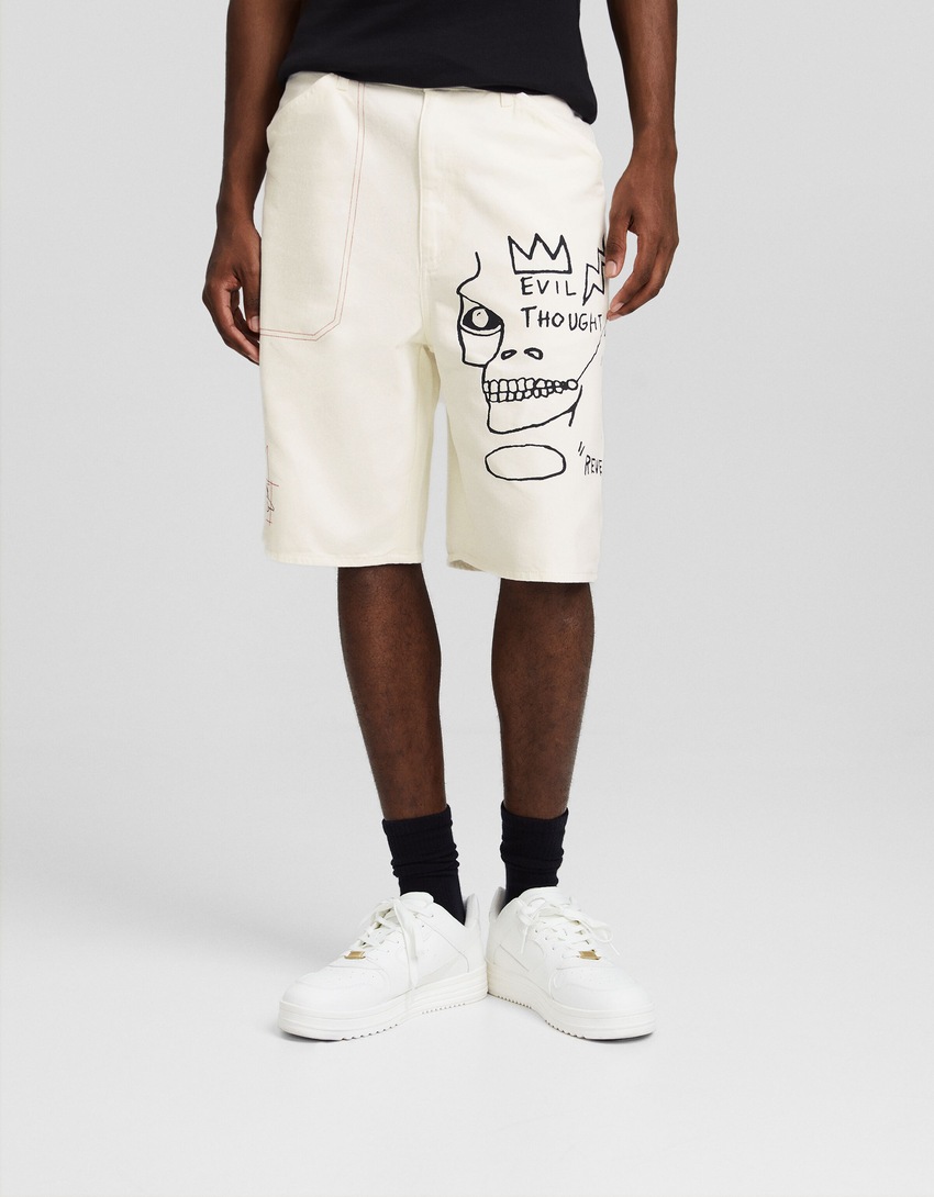 Bermuda Jean-Michel Basquiat em sarja estampada
