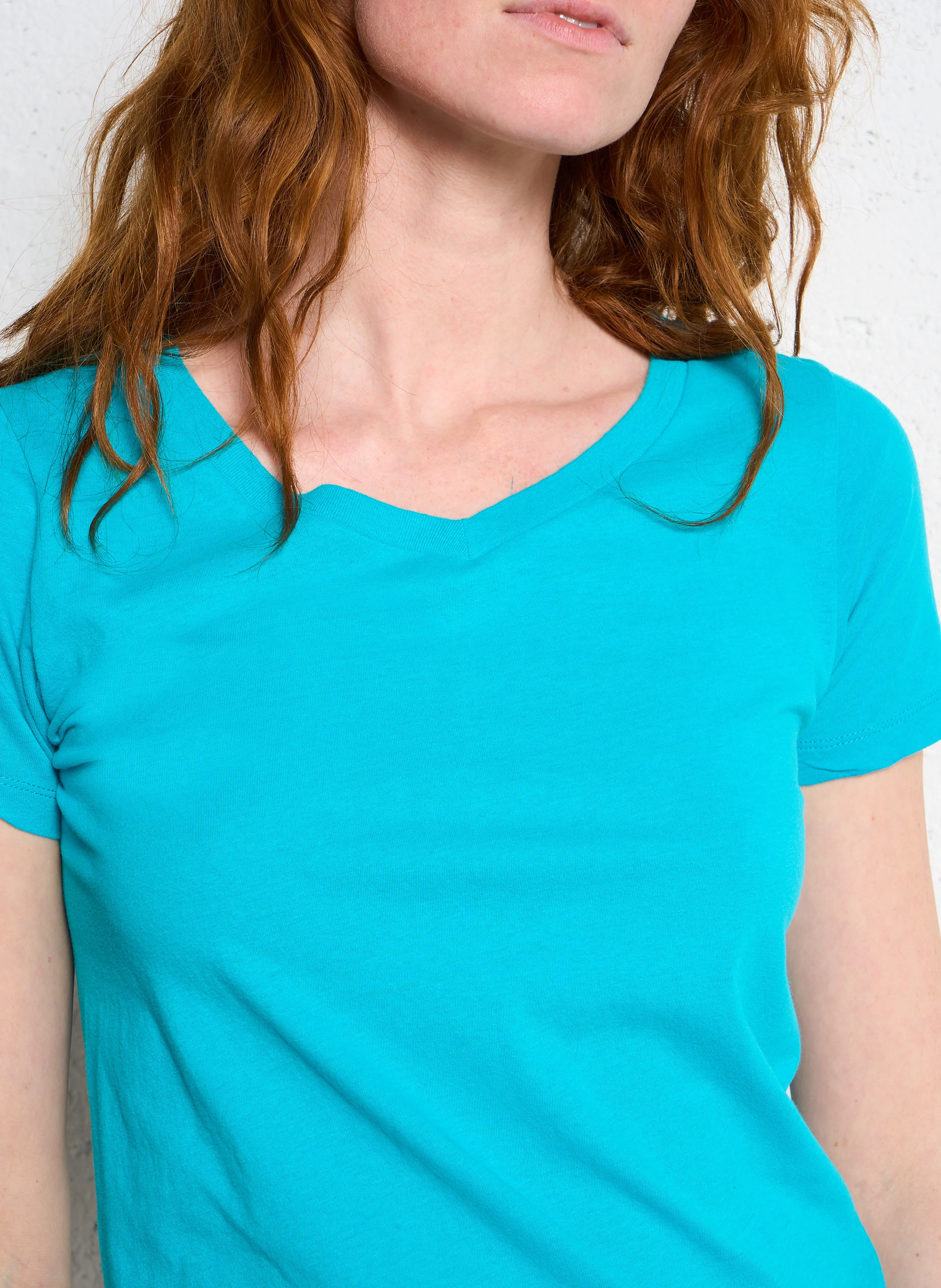 GAMIPY - Tee-shirt col V en coton | Bleu