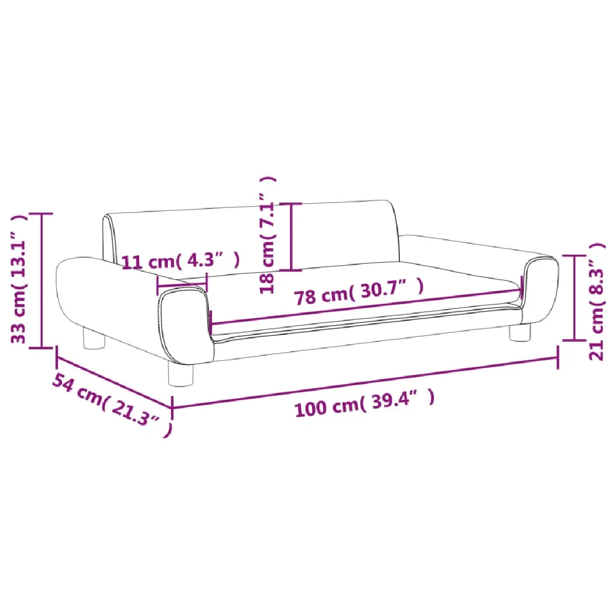 vidaXL Canapé pour enfants gris clair 100x54x33 cm velours