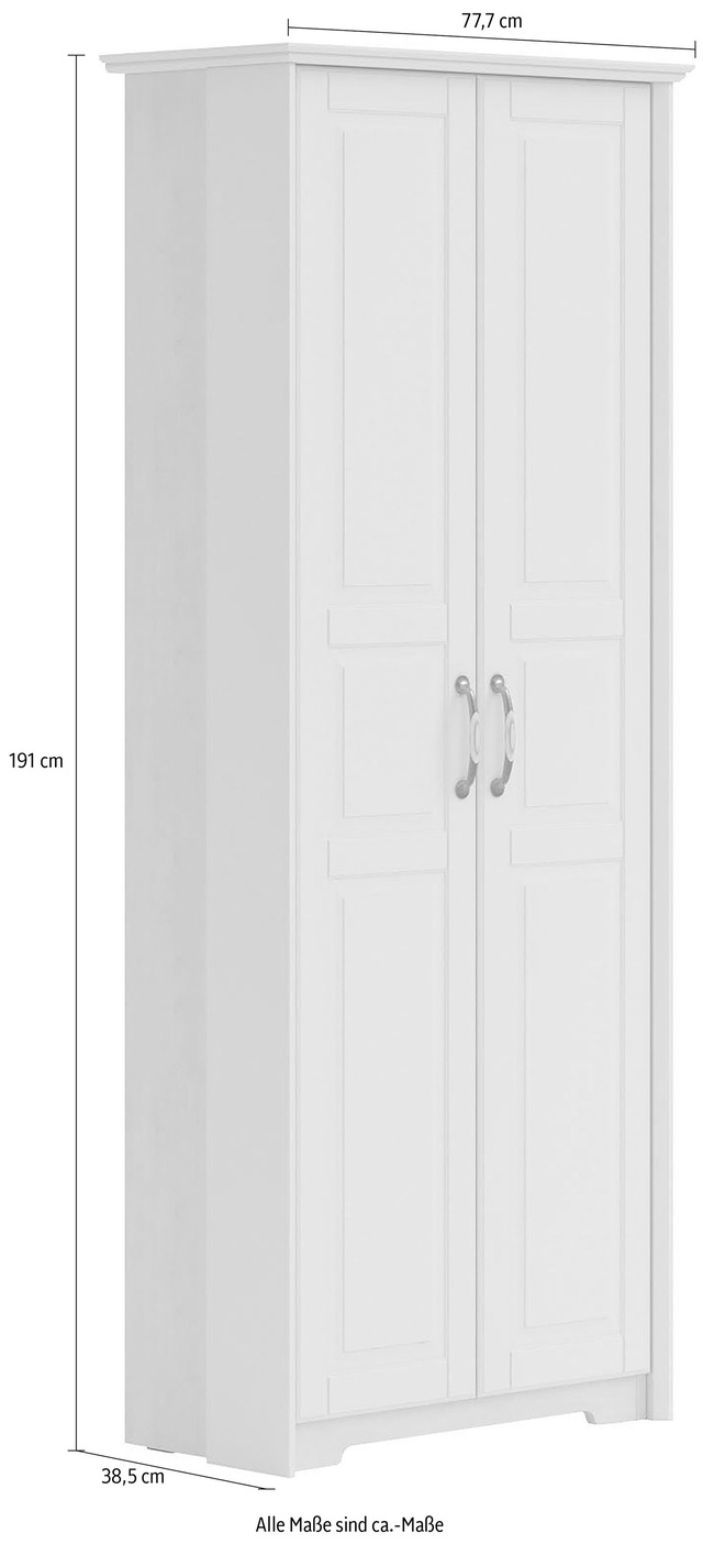 Home affaire Garderobenschrank »Evergreen« (H/B/T): 191/77,7/38,5cm,  UV lackiert, mit Soft-Close-Funktion und ausziehbarer Kleiderstange
