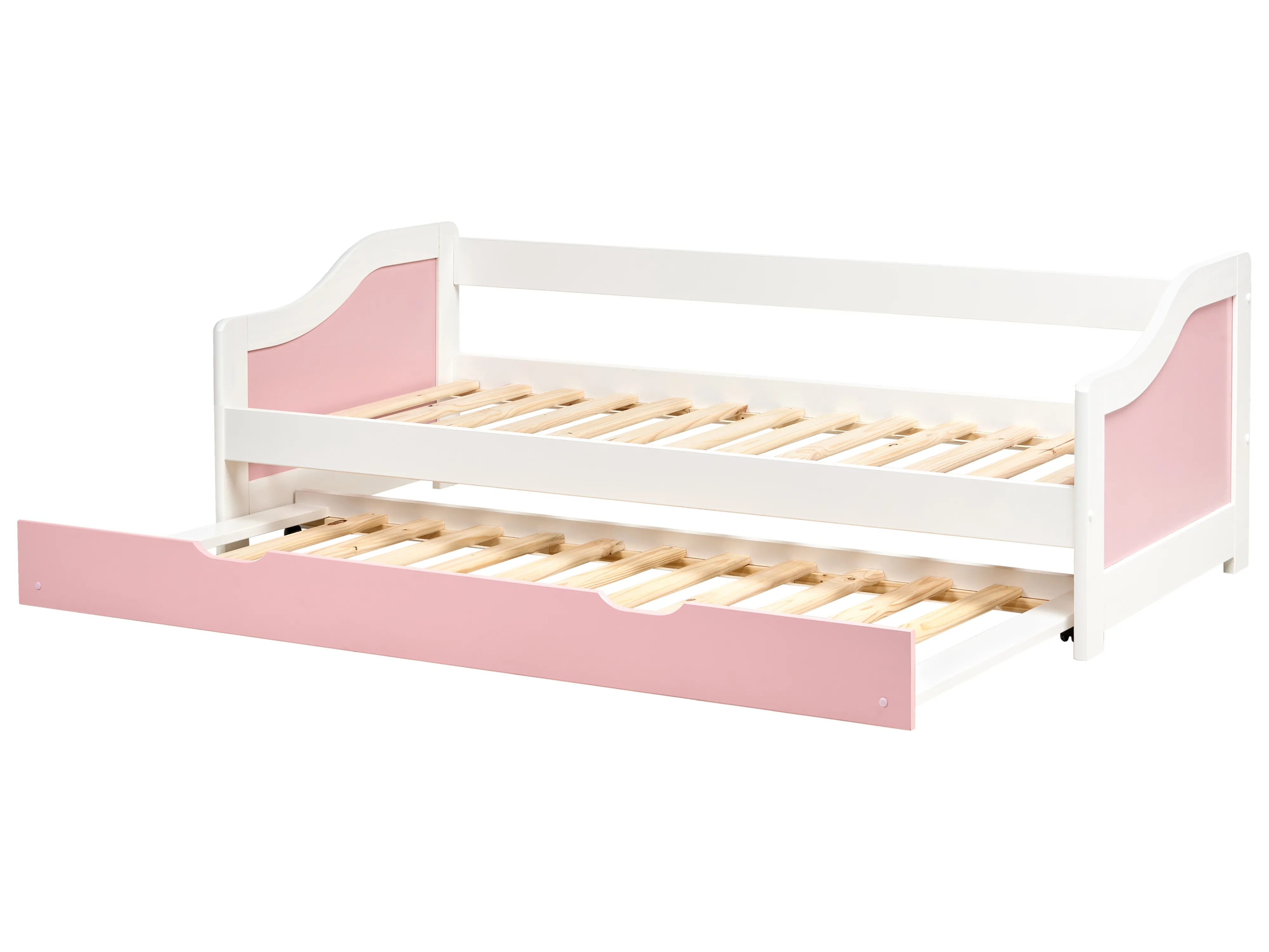 Onderschuifbed Dennenhout LUNERAY 90 x 200 cm Roze