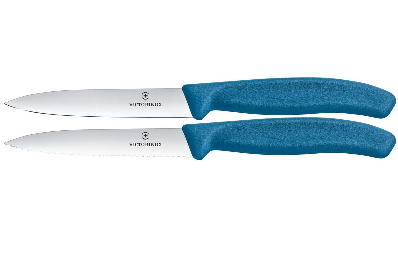 Victorinox Swiss Classic 6.7792.2C1 Straight/Wavy, Blue, set van 2 groentemesjes, 10 cm