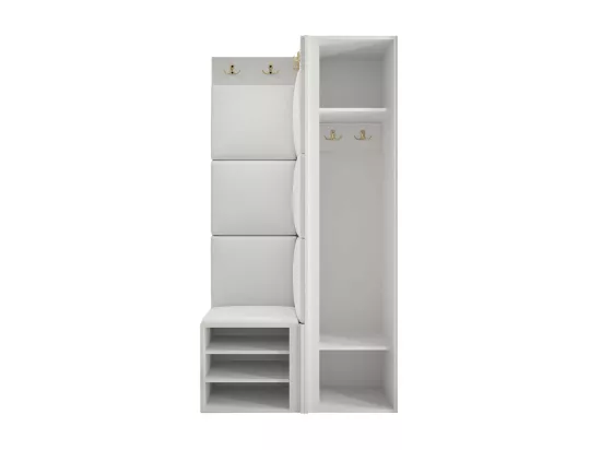 Meuble d'entrée Hartford 391, 186x82x46cm, Miroir, Noir, MDF|Stratifié|Faux cuir