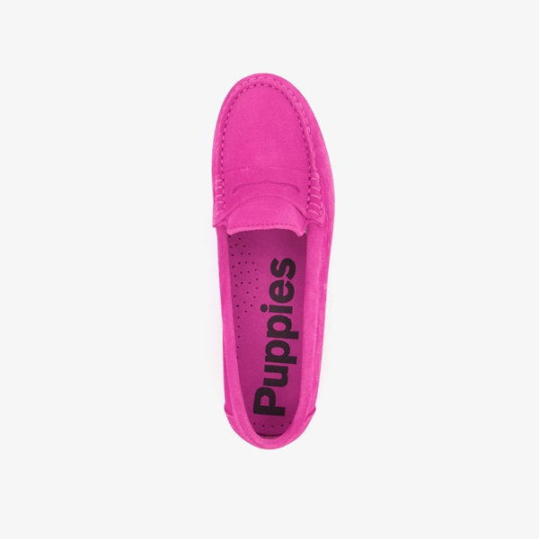 Hush Puppies leren dames mocassins fuchsia