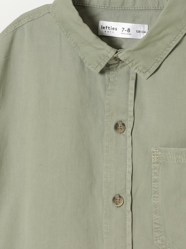 Camisa de manga curta com bolso - Verde Oliva Lavado