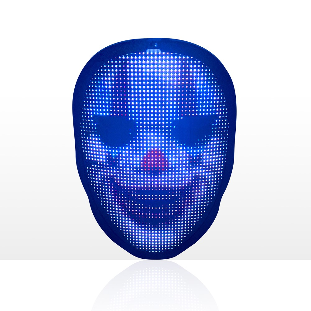 LED Maske Fasnachts Halbmaske USB Kostüm Zubehör Motto Party Accessoire Halloween Foto Requisite - Schwarz