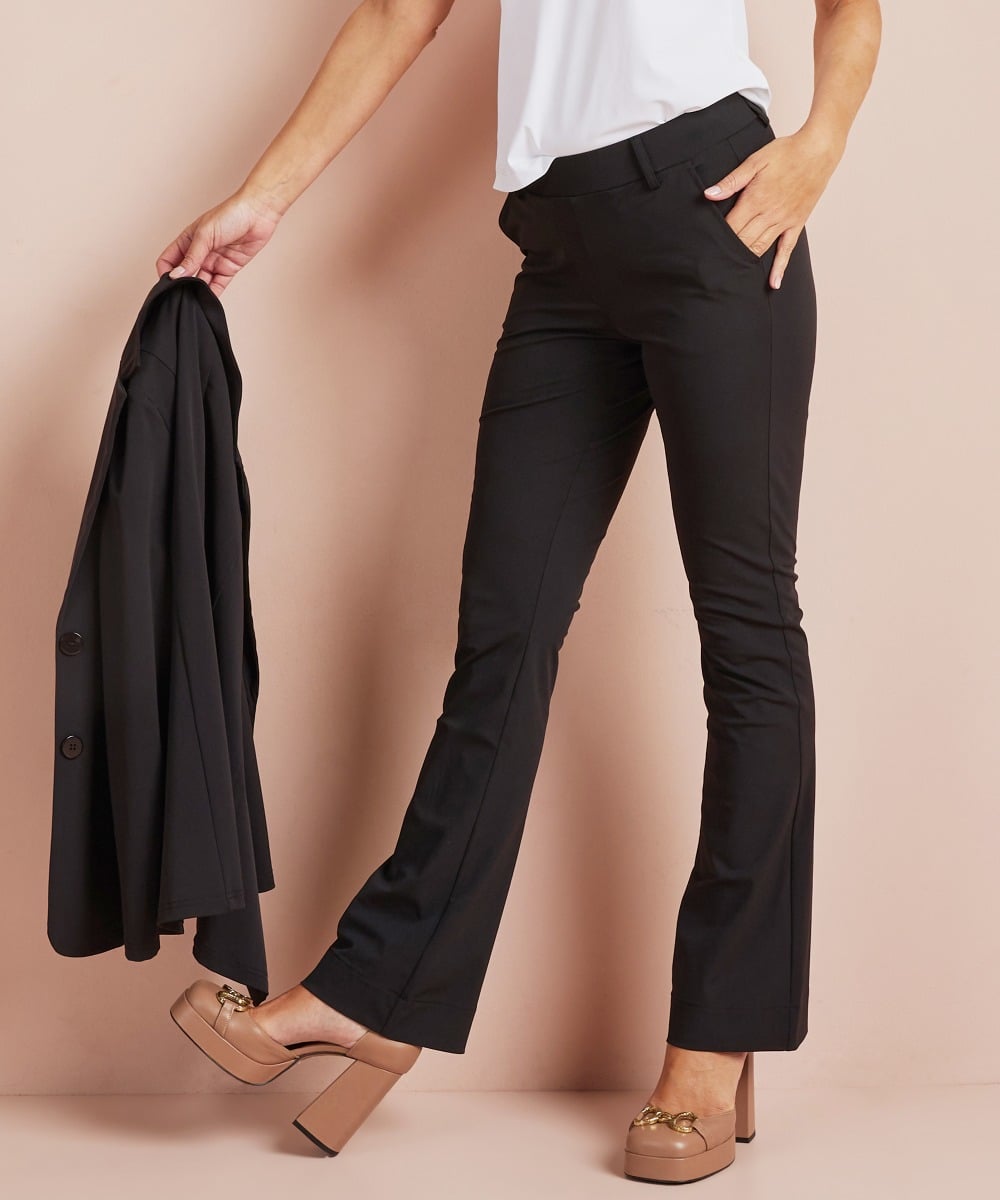 flared fit broek travelstof
