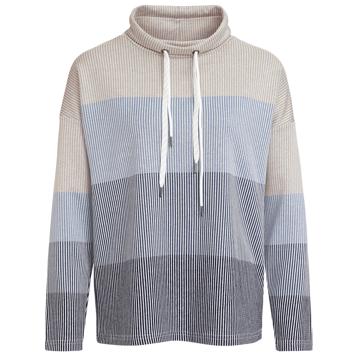 Gina Benotti Damen Sweatshirt mit Schalkragen beige / dunkelblau
