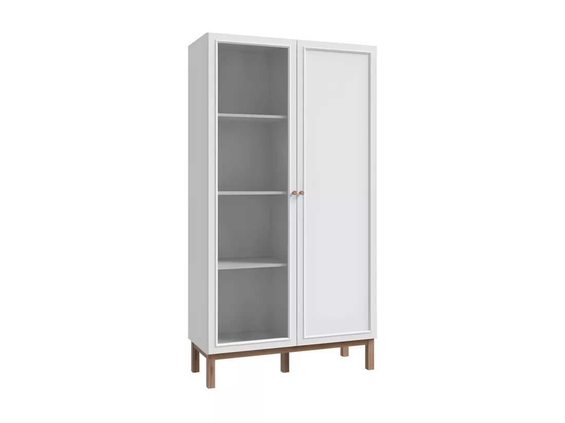 Armoirette vitrée décor gris et chêne avec portes réversibles - UDINE