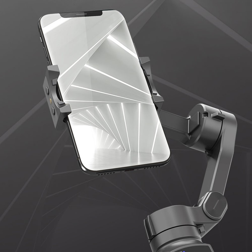 Faltbare Gimbal 3-Achsen Stabilisator Stativ Halterung mit Tripod / Verlängerungsarm bis 17cm für Smartphones - Schwarz