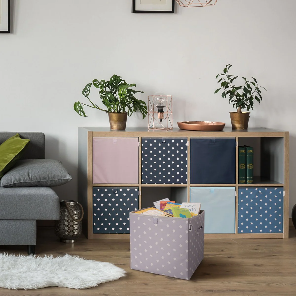Boîte de rangement coloris bleu foncé, compatible avec l'étagère IKEA