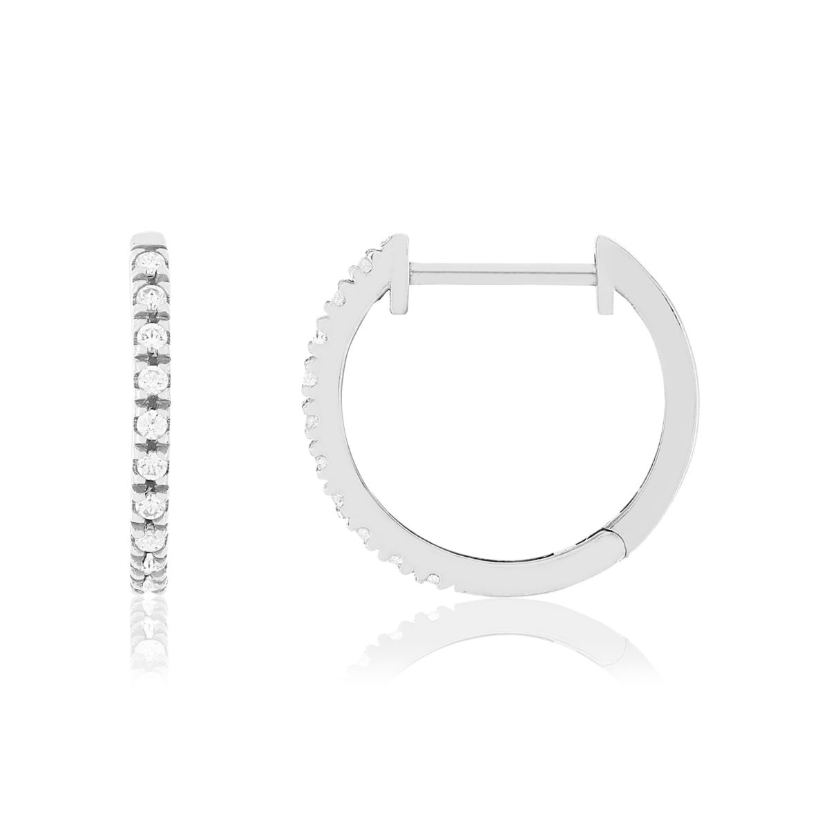 Boucles d'oreilles or 375 blanc zirconias blancs 12 mm