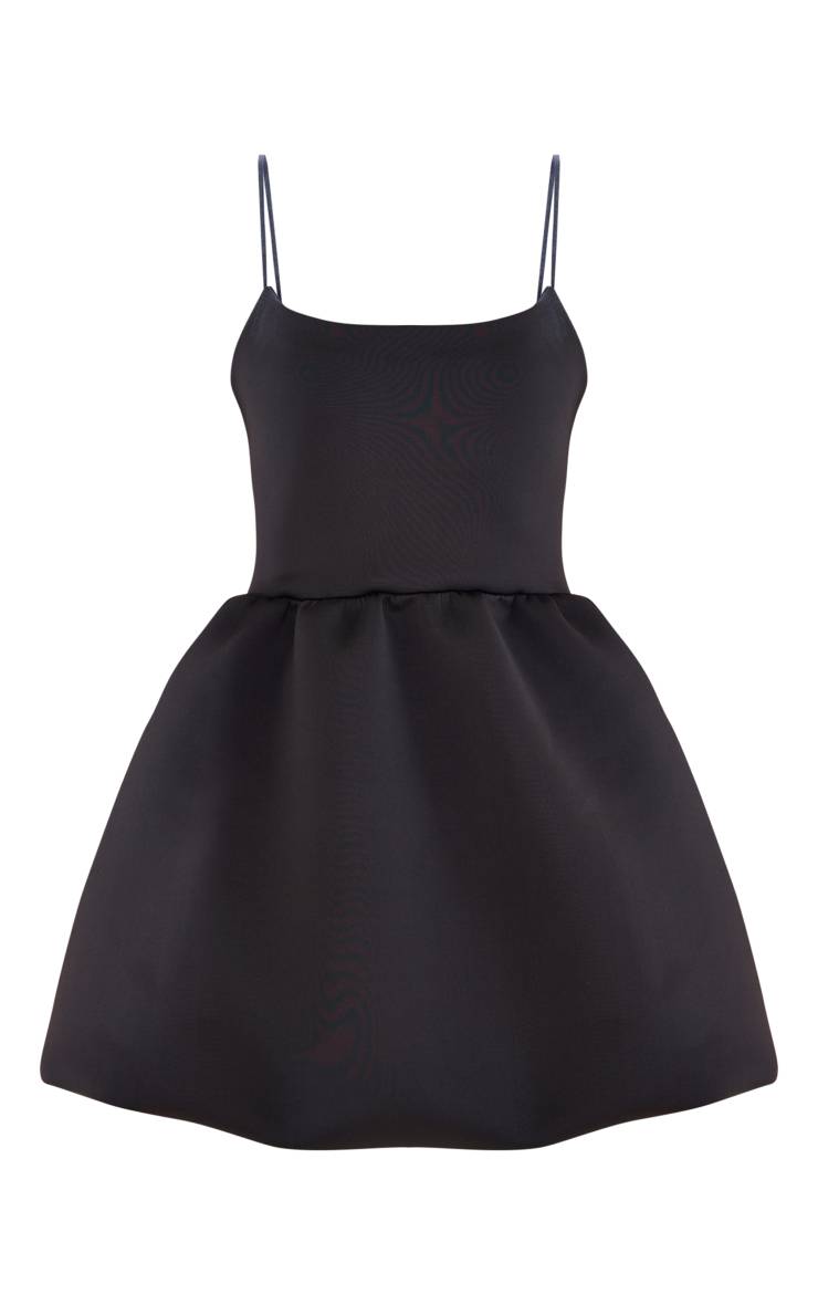 Noir Robe Bouffante Scuba À Bretelles