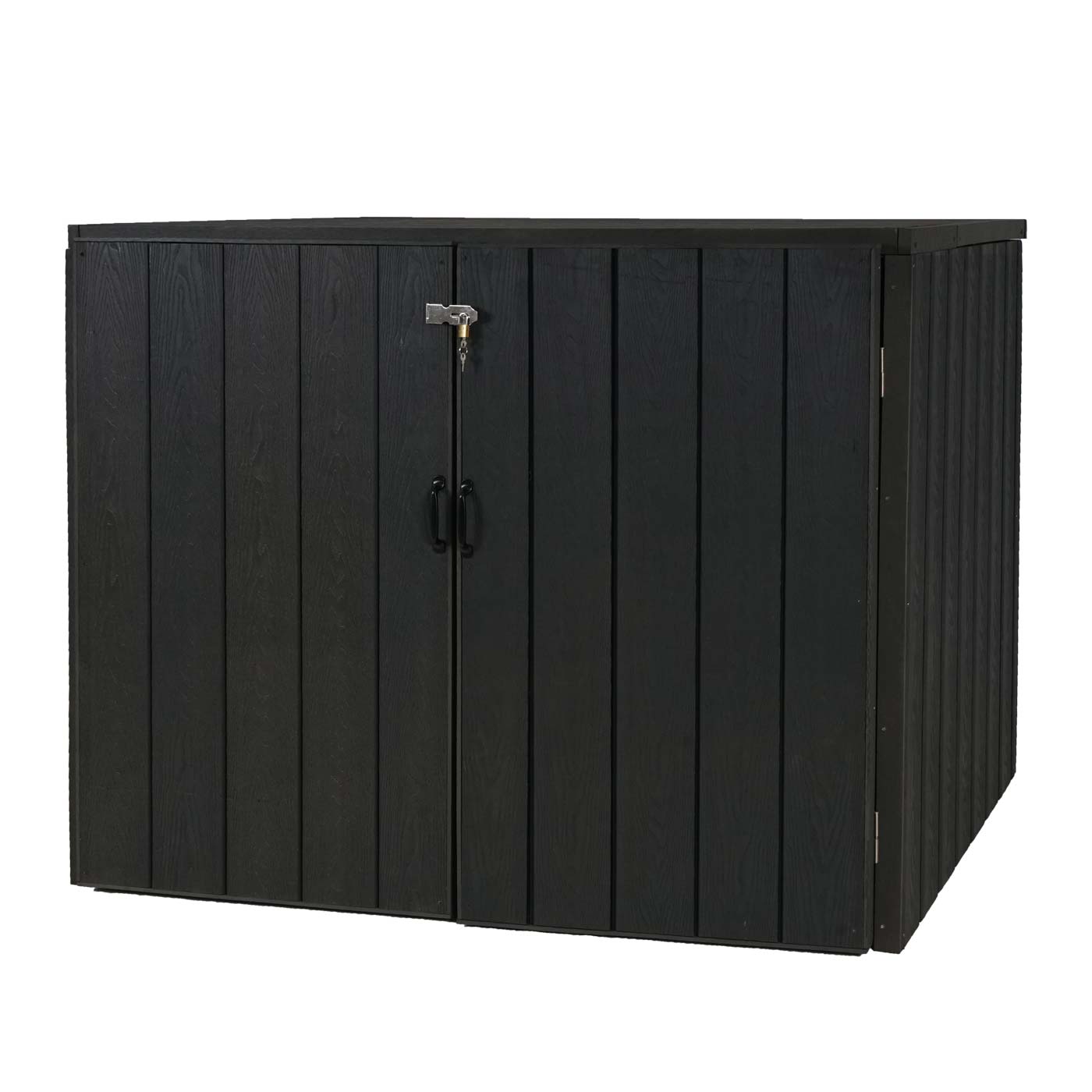 XL 2er-/4er-WPC-Mülltonnenverkleidung MCW-J28, Premium Mülltonnenbox, Metall Holzoptik, erweiterbar ~ anthrazit
