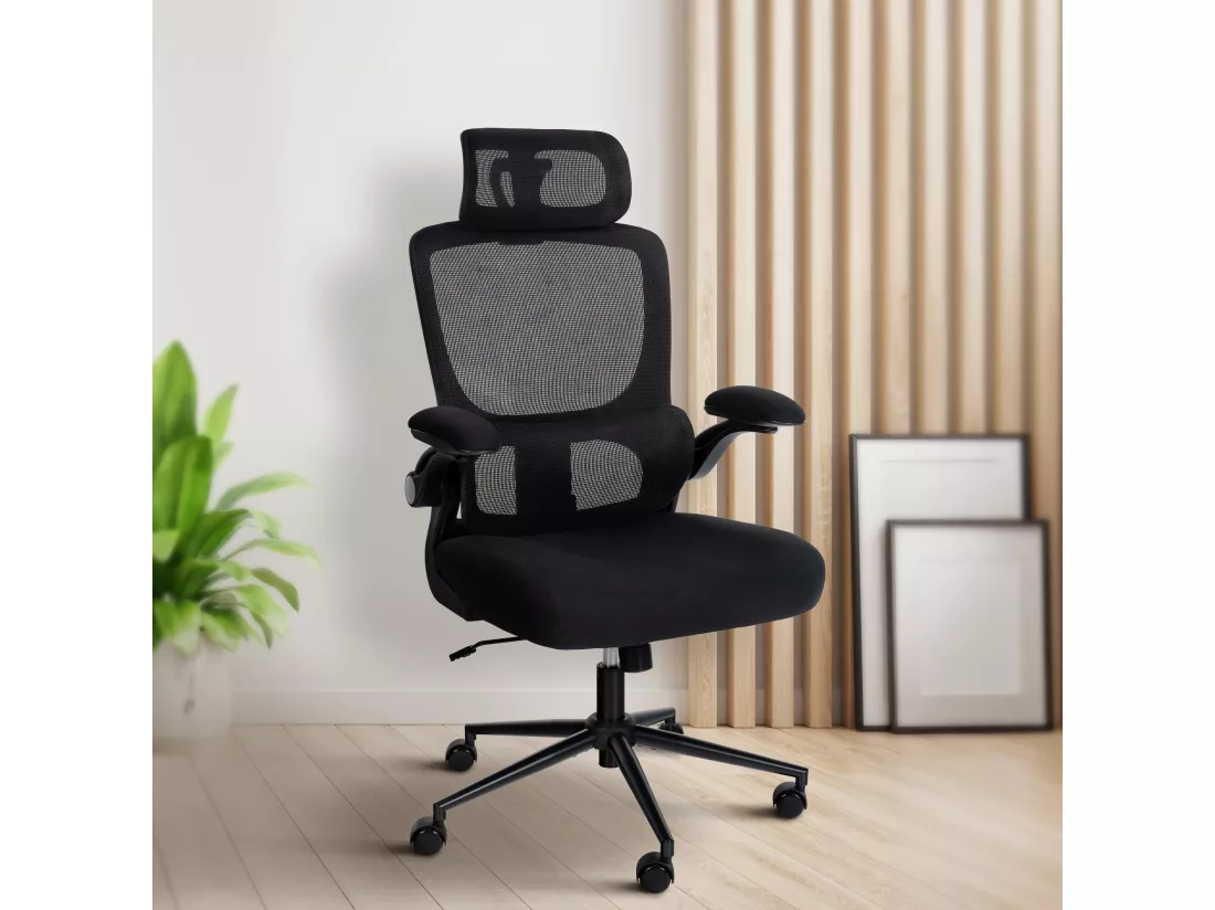 Chaise de bureau - Tissu - Noir - Newberg