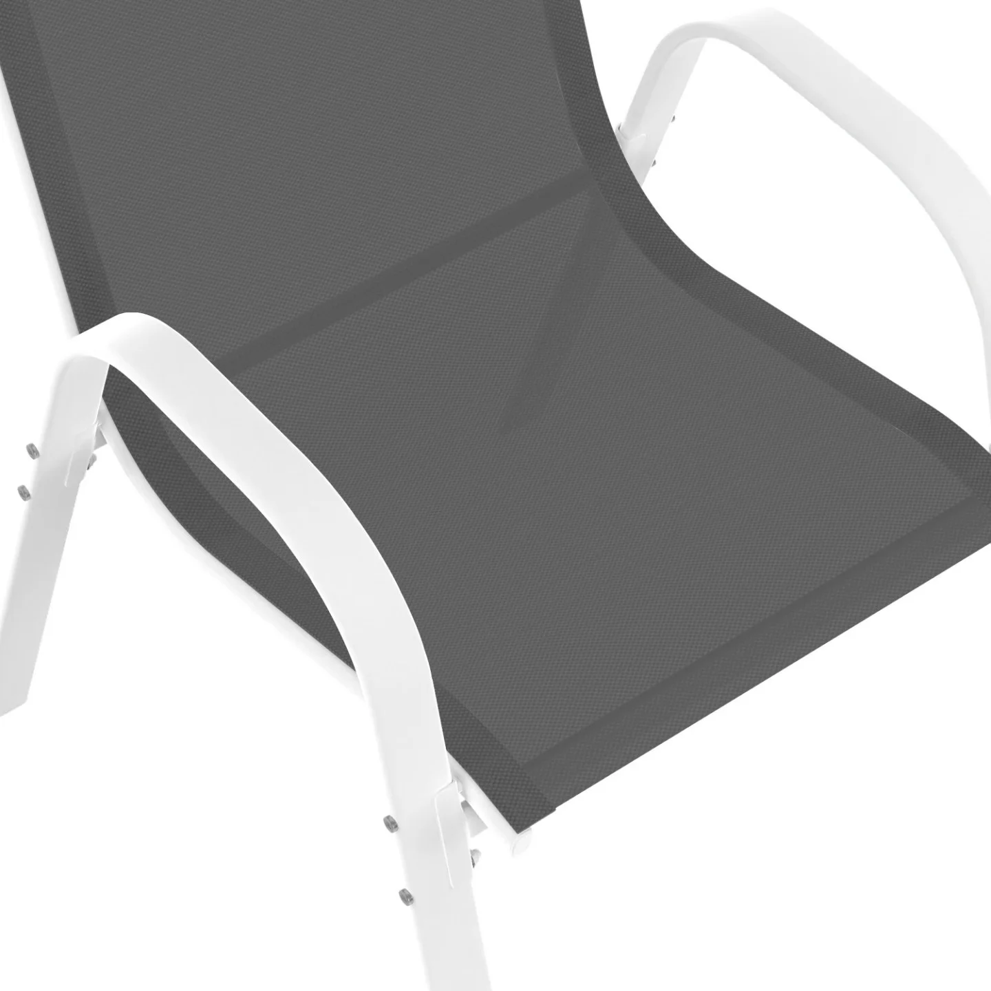Lot de 6 chaises de jardin LYMA métal et textilène empilables blanc et gris