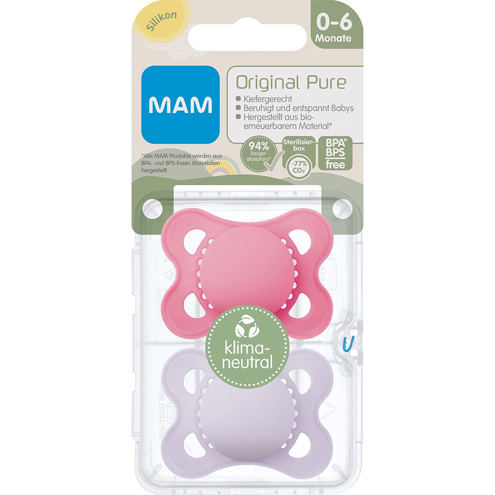 MAM Original Pure Silikonschnuller 0-6 Monate, matt (Farbe/Motiv nicht wählbar)