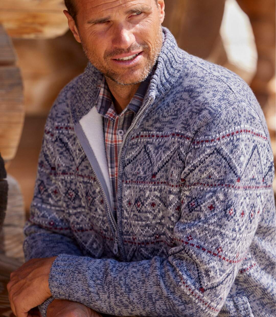 Blouson Tricot Jacquard Doublé Sherpa