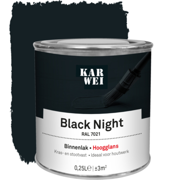 KARWEI binnenlak hoogglans RAL 7021 black night 250 ml