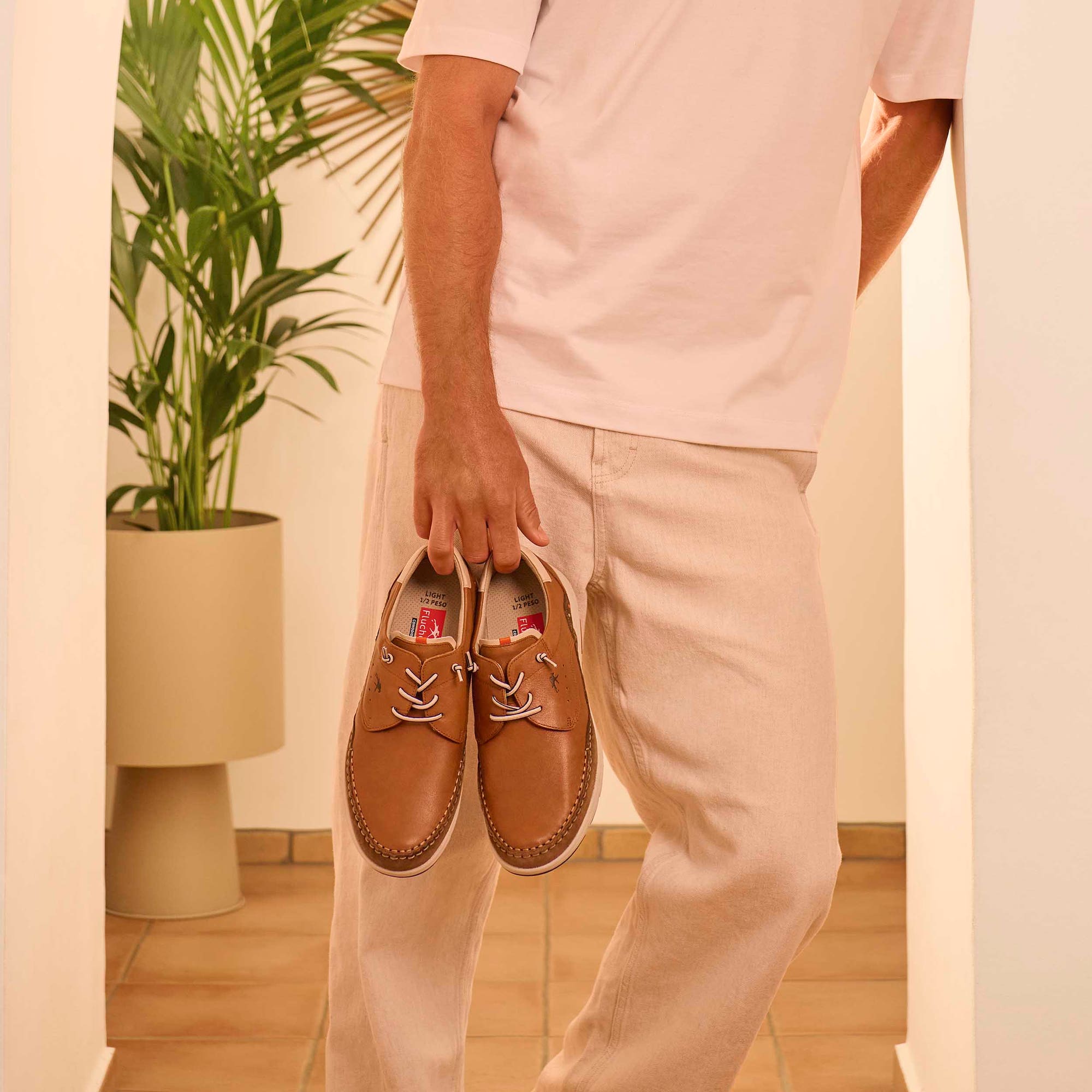 Derbies pieds sensibles Homme en cuir cognac