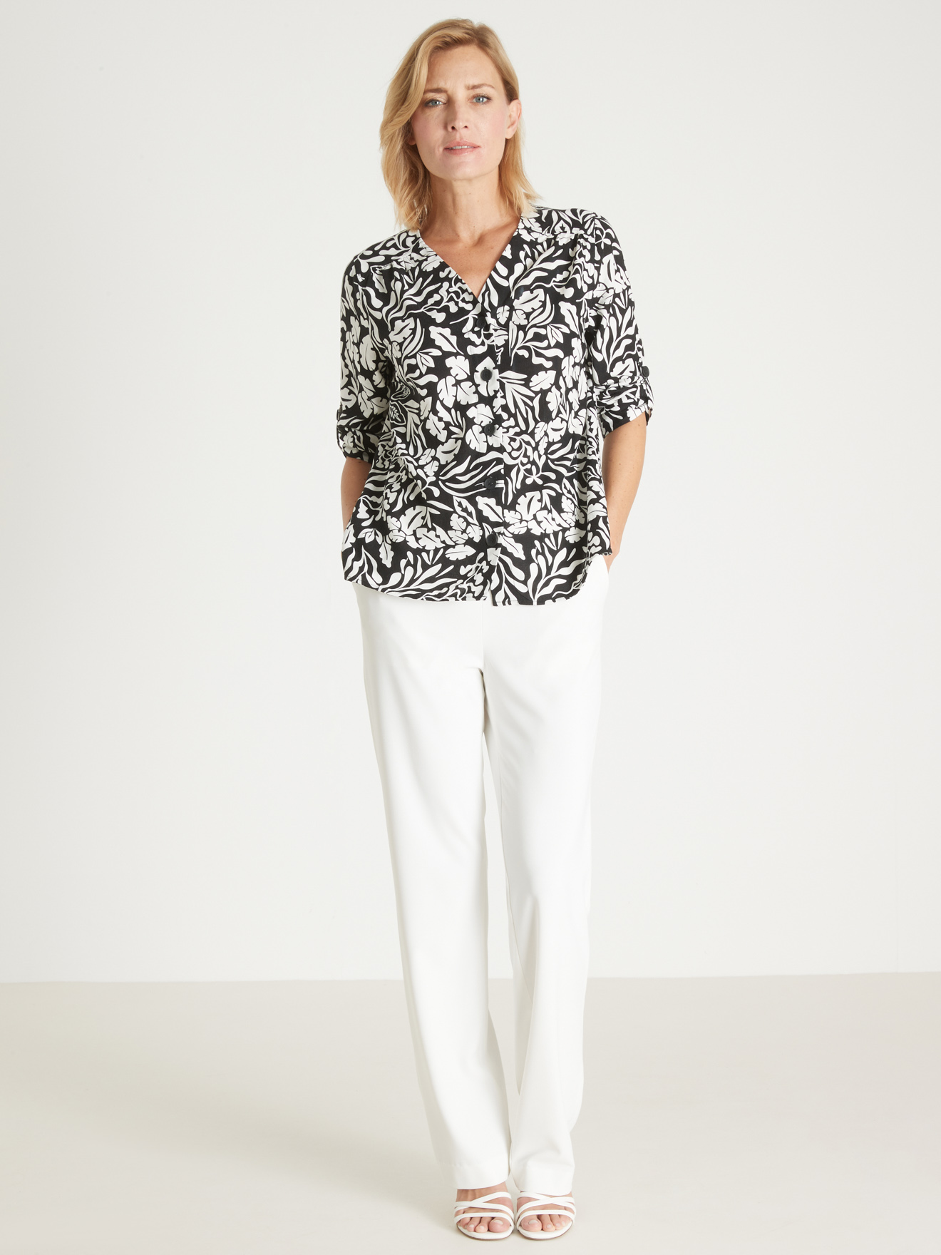 Chemsisier manches 3/4 lin et viscose