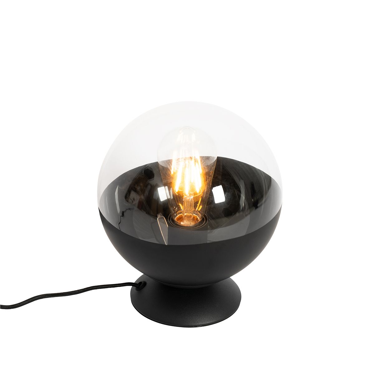 Retro tafellamp zwart met helder glas - Eclipse