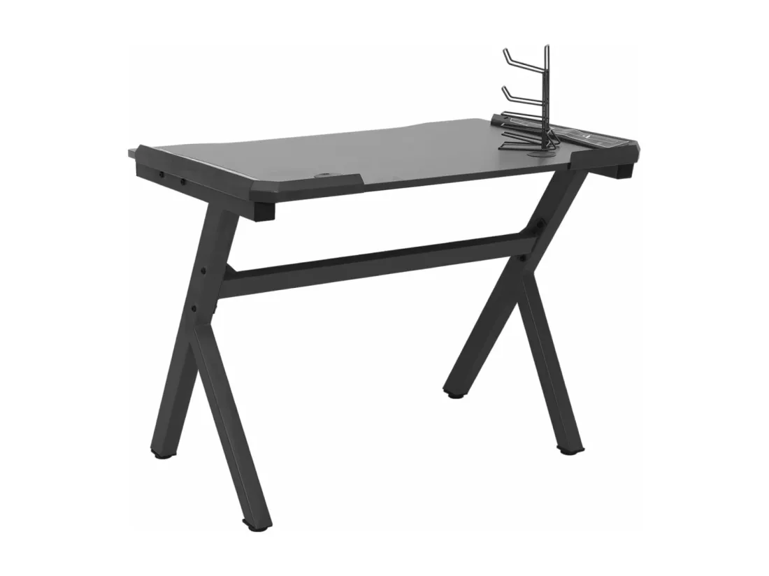 Bureau de jeu à LED en forme de Y noir 90x60x75 cm