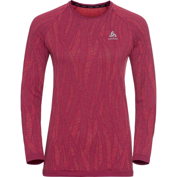 T-shirt randonnée ODLO LACKCOMB LIGHT ECO BL TOP CREW NECK L/S W RASPBERRY FUDGE-SPACE DYE