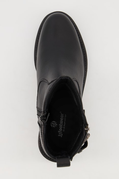 Leder-Boots, Schnalle, Reißverschluss, Weite H