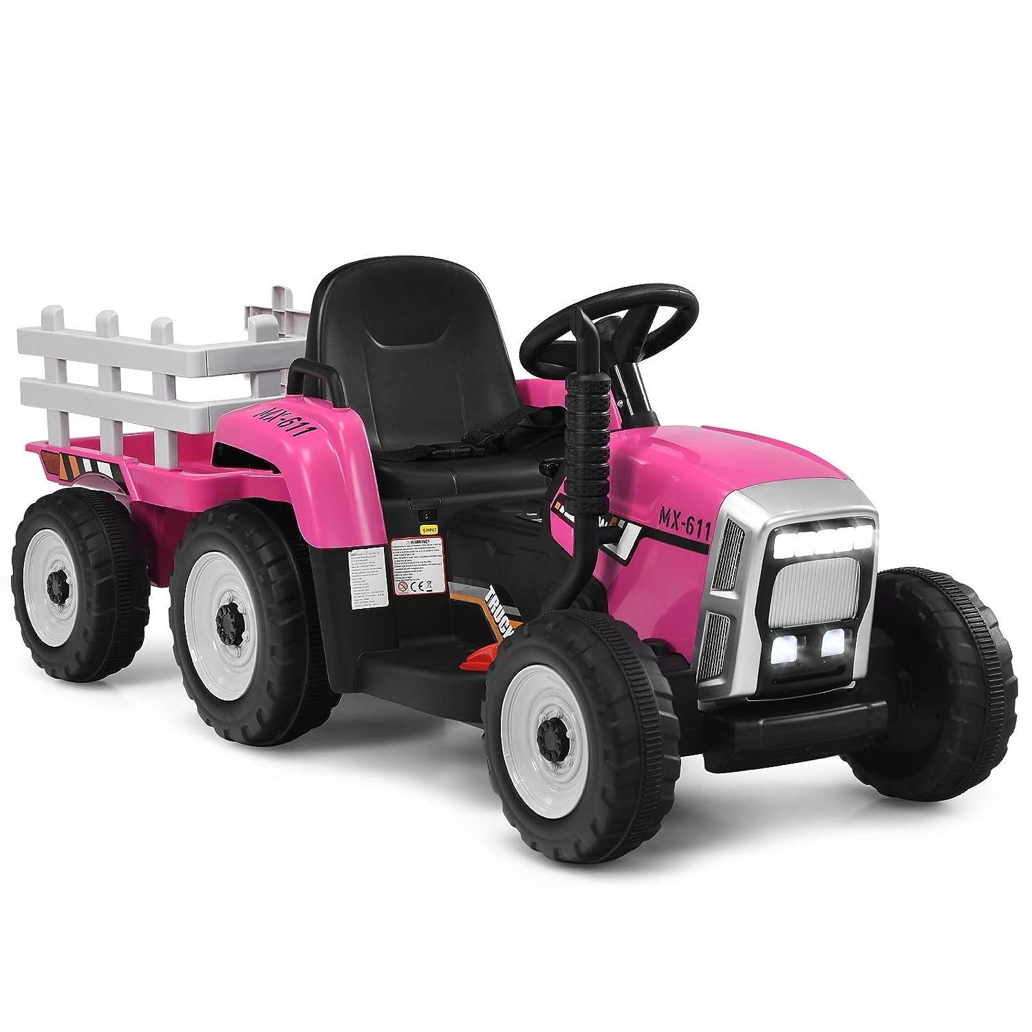 Carrinho trator elétrico infantil KOMFOTTEU, capacidade de carga de 30 kg, a partir de 3 anos.