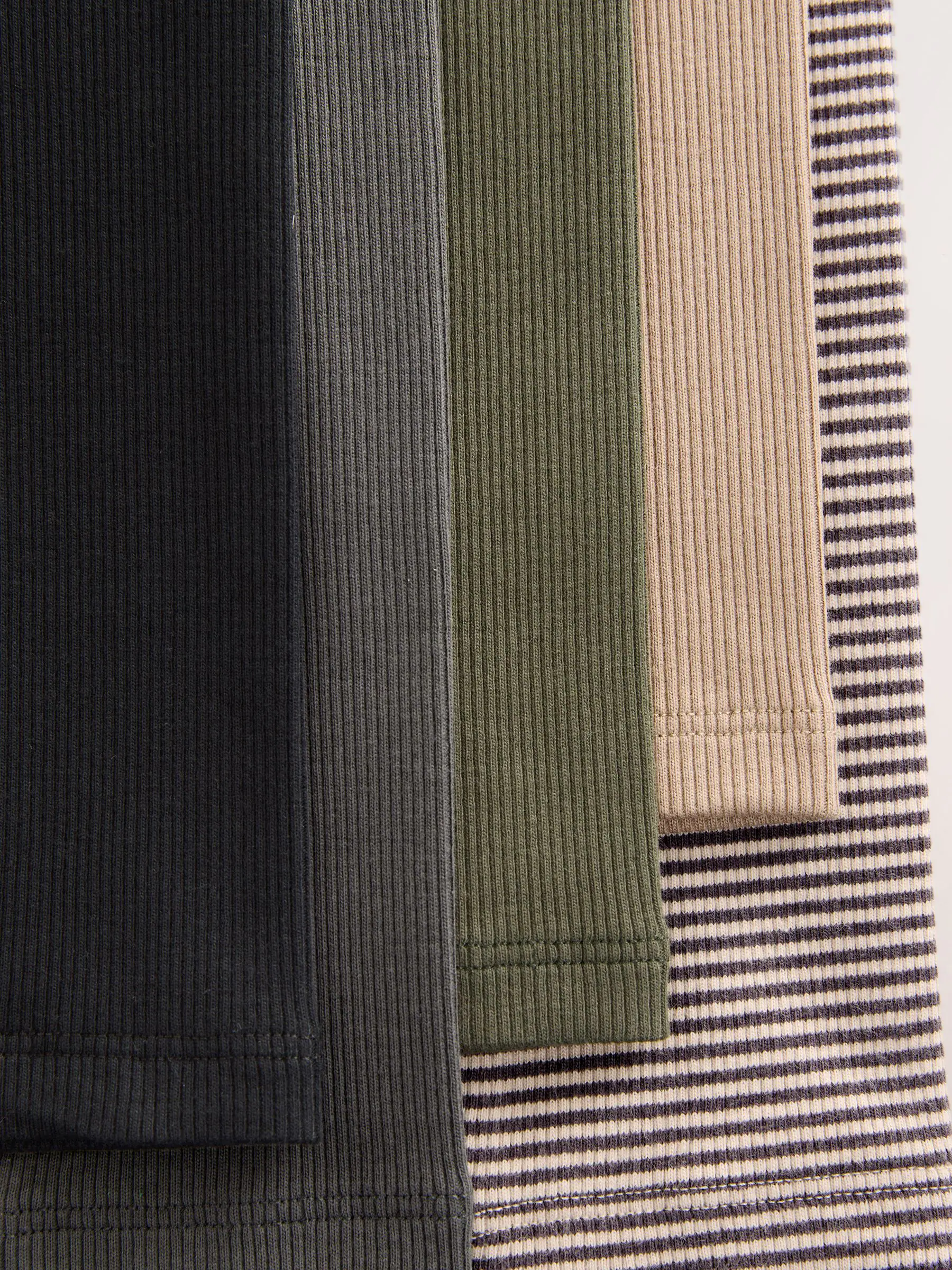 Zwart/Wit/Khaki groen - Verpakking van 5 geribbelde Leggings (3mnd -7jr)
