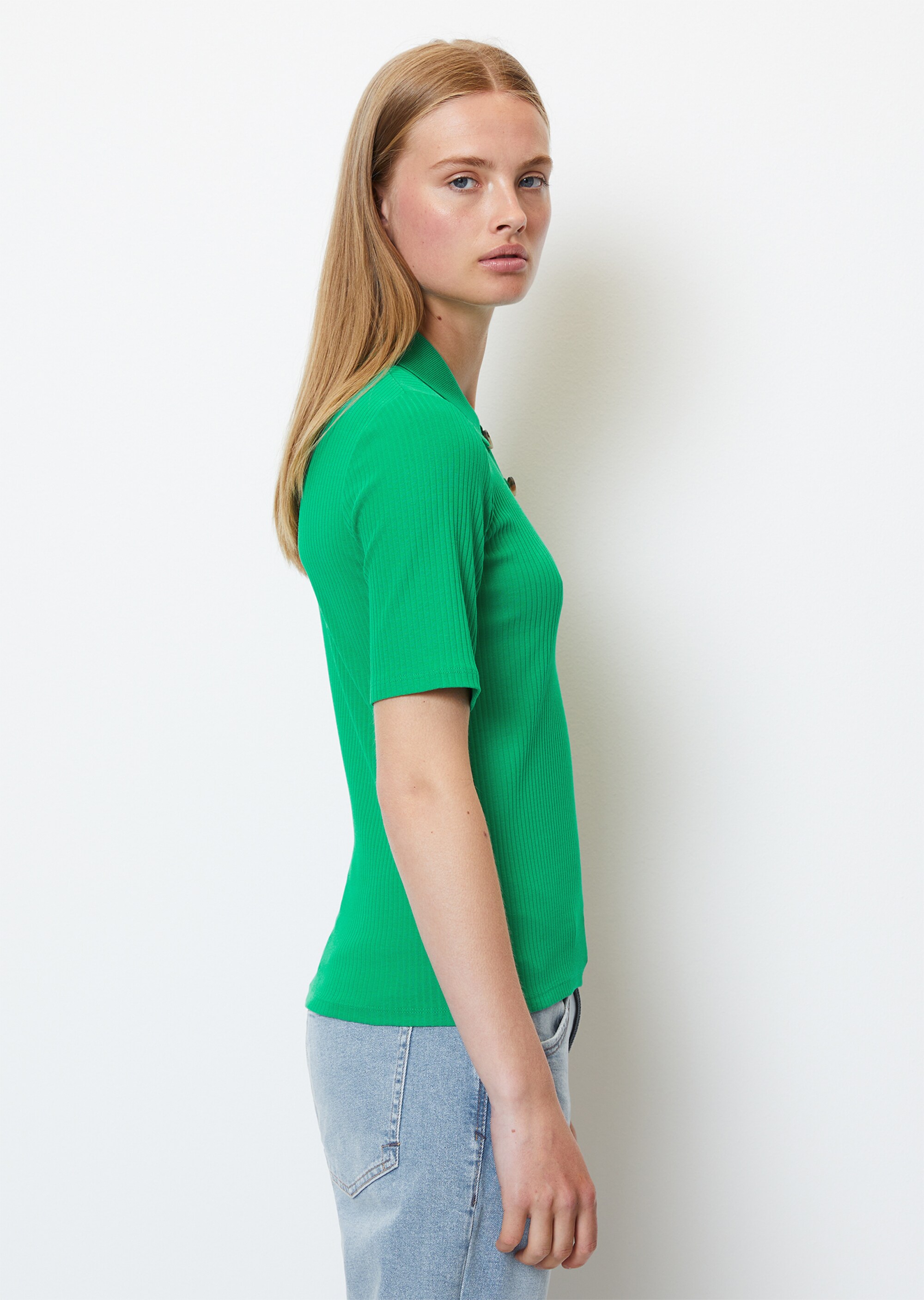 Poloshirt slim aus Ripp-Stretch-Jersey