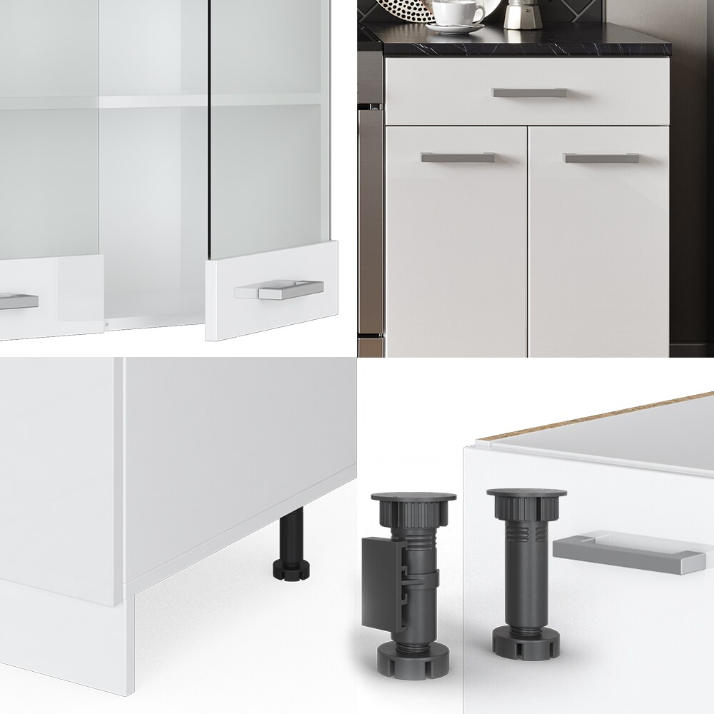 Vicco KÜCHE R-LINE 200CM KÜCHENZEILE KÜCHENBLOCK EINBAU Weiß Hochlanz