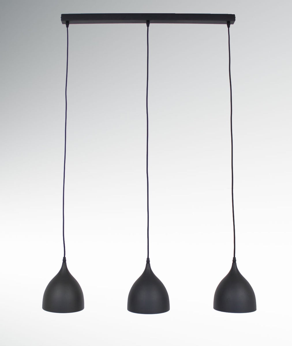Timao P3 hanglamp, 3x17cm Ø, mat zwart & koper metaal, 10587