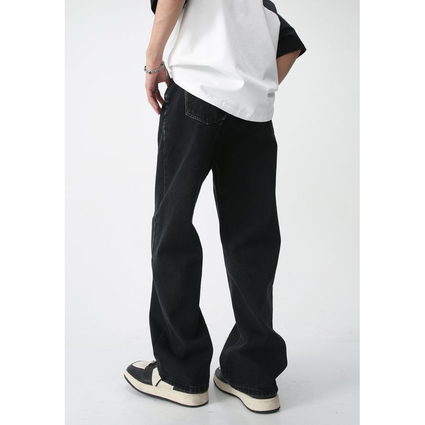 FAERIS - Mid Rise Washed Wide Leg Jeans