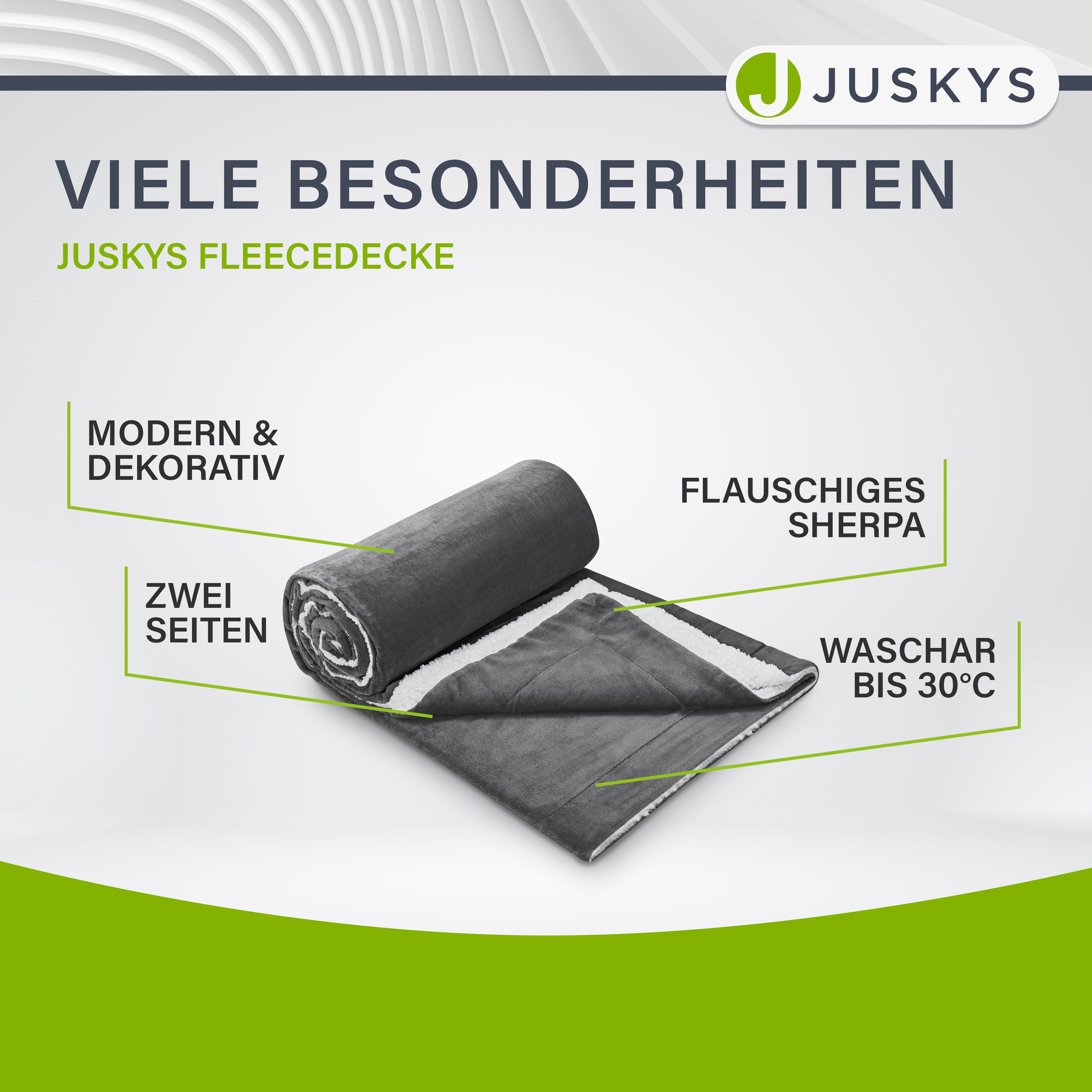 Juskys Fleecedecke 150x200 cm mit Sherpa - flauschig, waschbar - Decke für Bett & Couch - Dunkelgrau