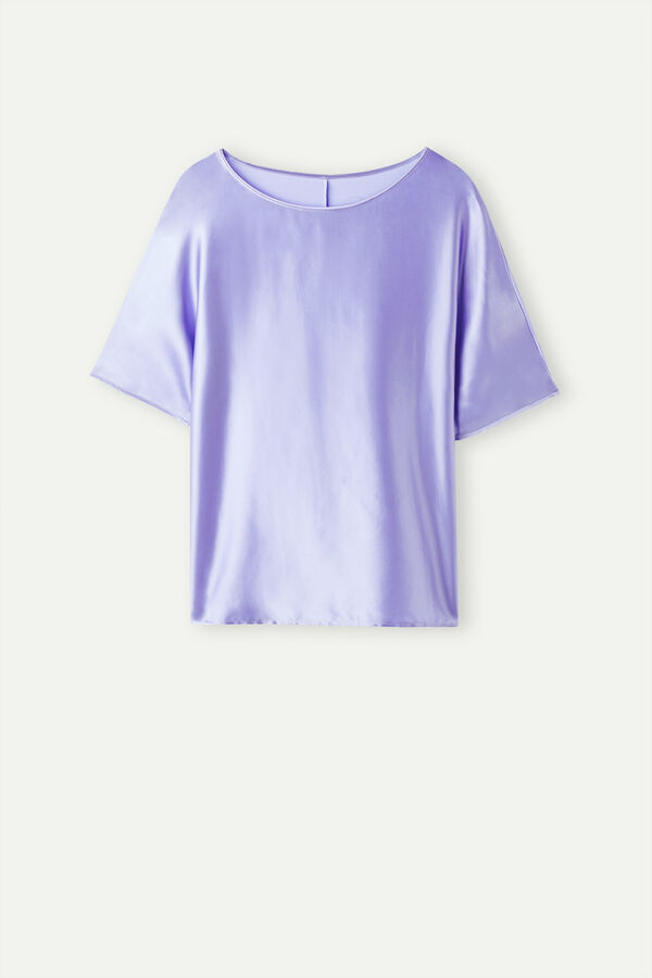 Camiseta de manga curta em seda e modal