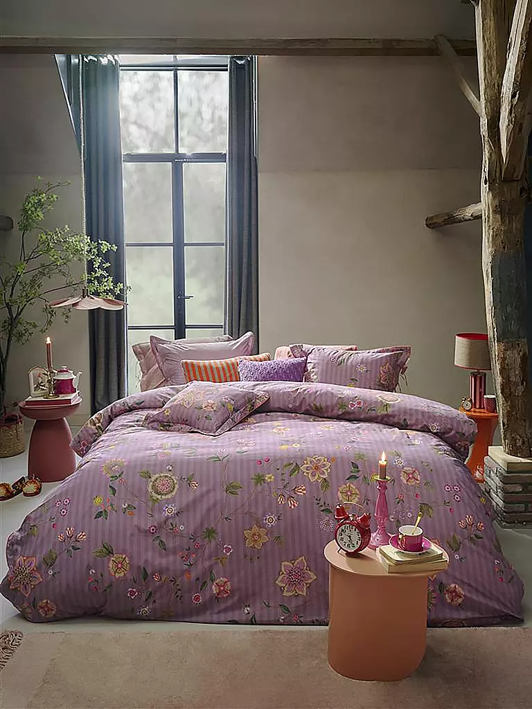 PIP STUDIO Perkal Bettwäsche FLORES BAILANDO 70x90cm/140x200cm Lila lila