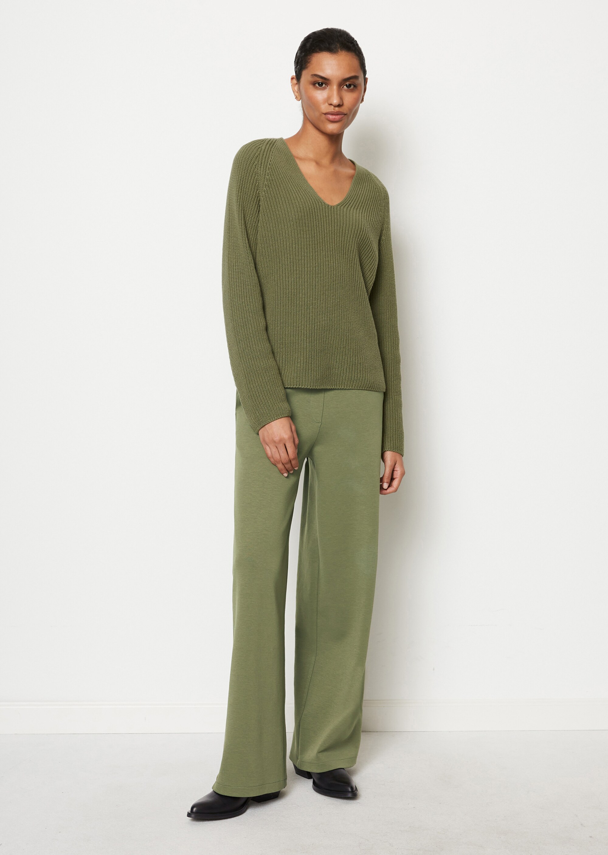 V-Neck-Strickpullover relaxed aus softem Baumwoll-Garn