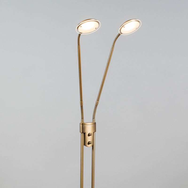 Moderne vloerlamp brons met leeslamp incl. LED - Eva