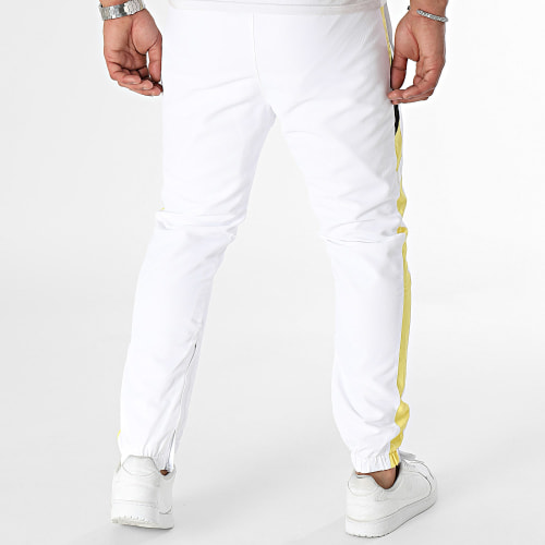 Pantalon Jogging A Bandes Uzi Blanc Jaune