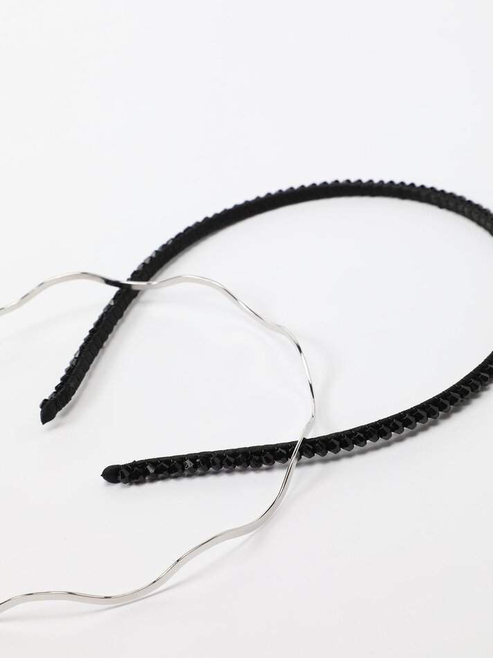 Conjunto de 2 faixas de cabelo combinando - Pretas