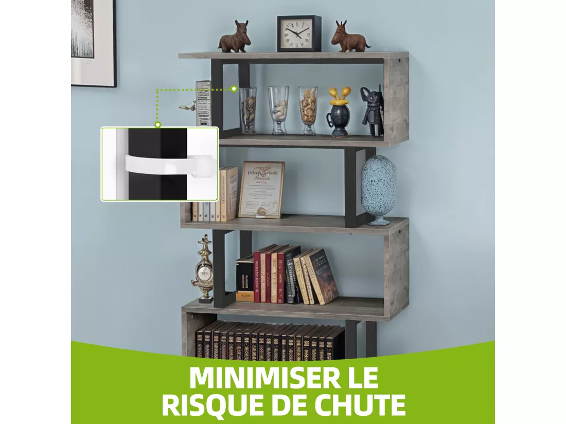 YITAHOME Bibliothèque à 5 Niveaux, Étagères pour Chambre à Coucher, Salon et Bureau, Bibliothèque en forme de S, Gris