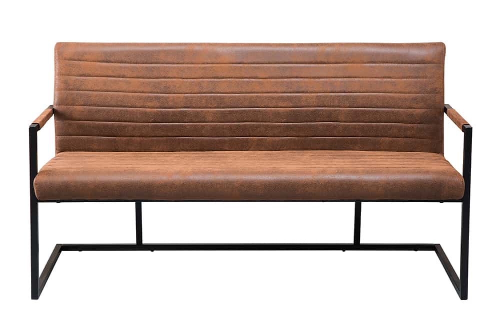 Industrial Freischwinger Bank LOFT 160cm vintage braun mit Armlehne