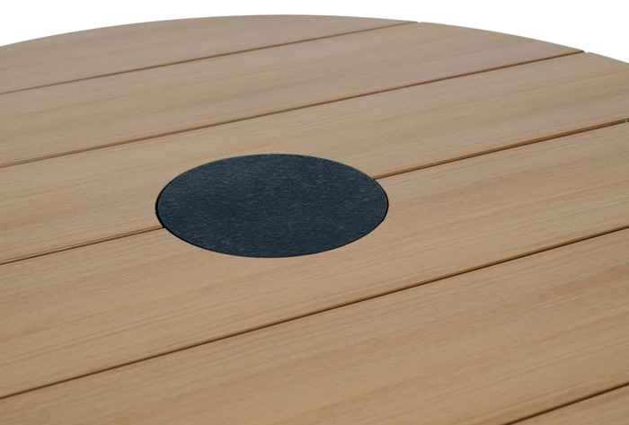 Havebord Montana teaklook Ø130 cm - Sunlife
