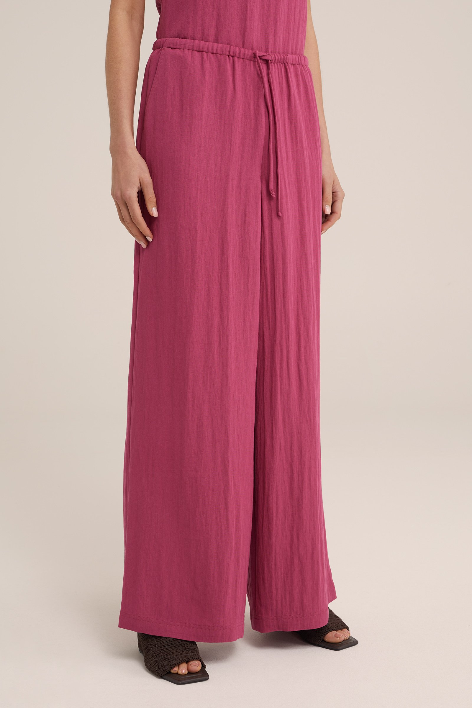 wide leg broek met linnenlook WE Fashion Fuchsia
