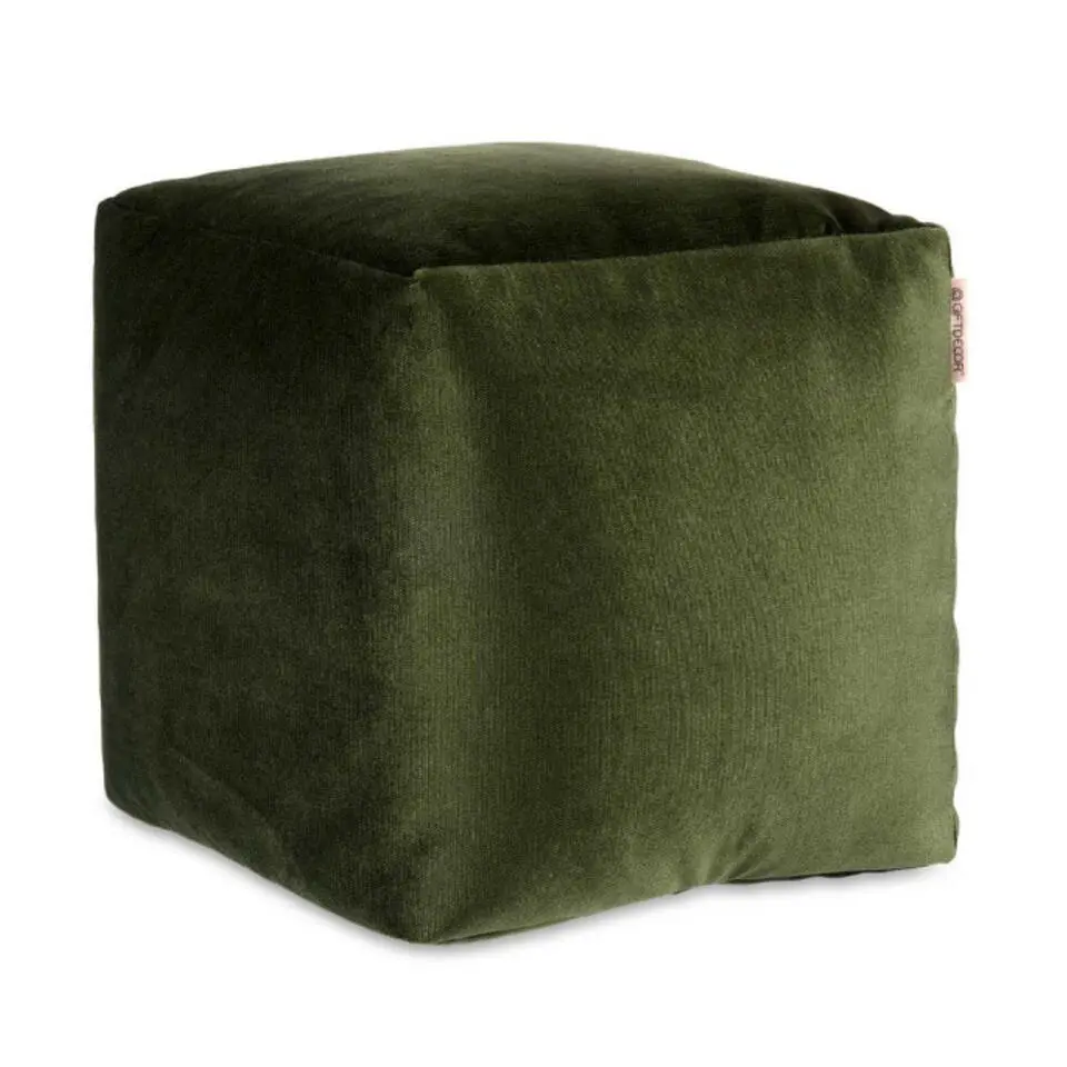 Arte Regal Poef - fluweel - donkergroen - 30 x 30 cm - vierkant